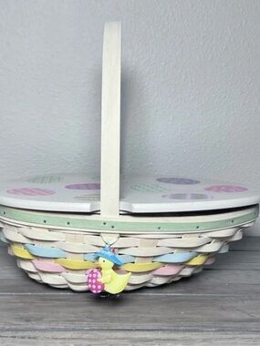 Longaberger 2009 Easter Basket Set Lid Liner Protector Chick Tie-On COMPLETE